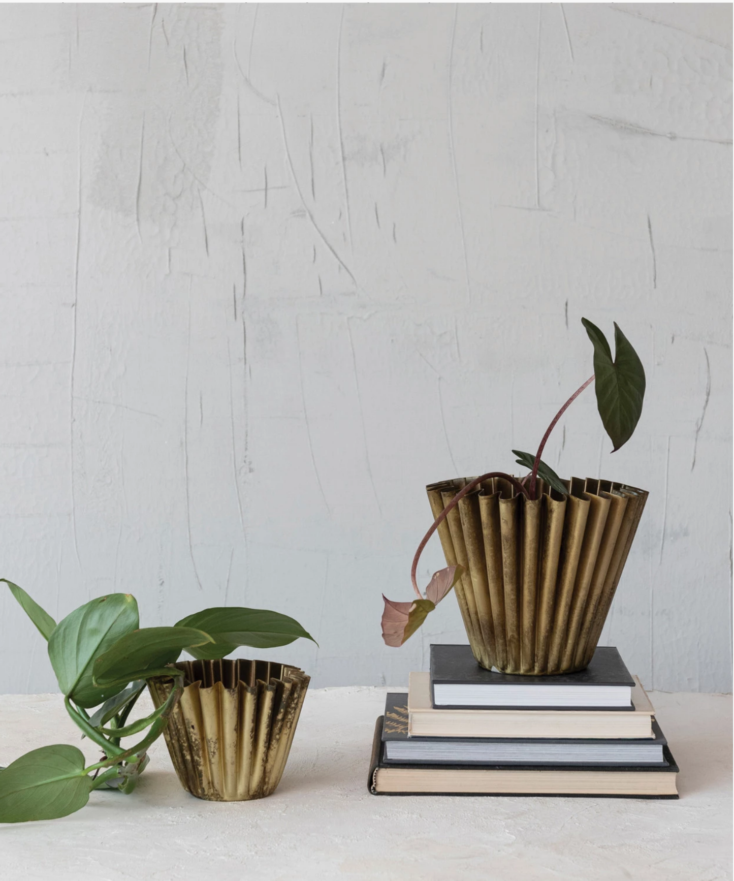 Small Fluted Metal Planter