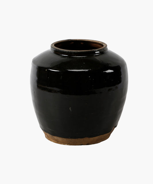 Vintage Oil Pot with Black Glaze