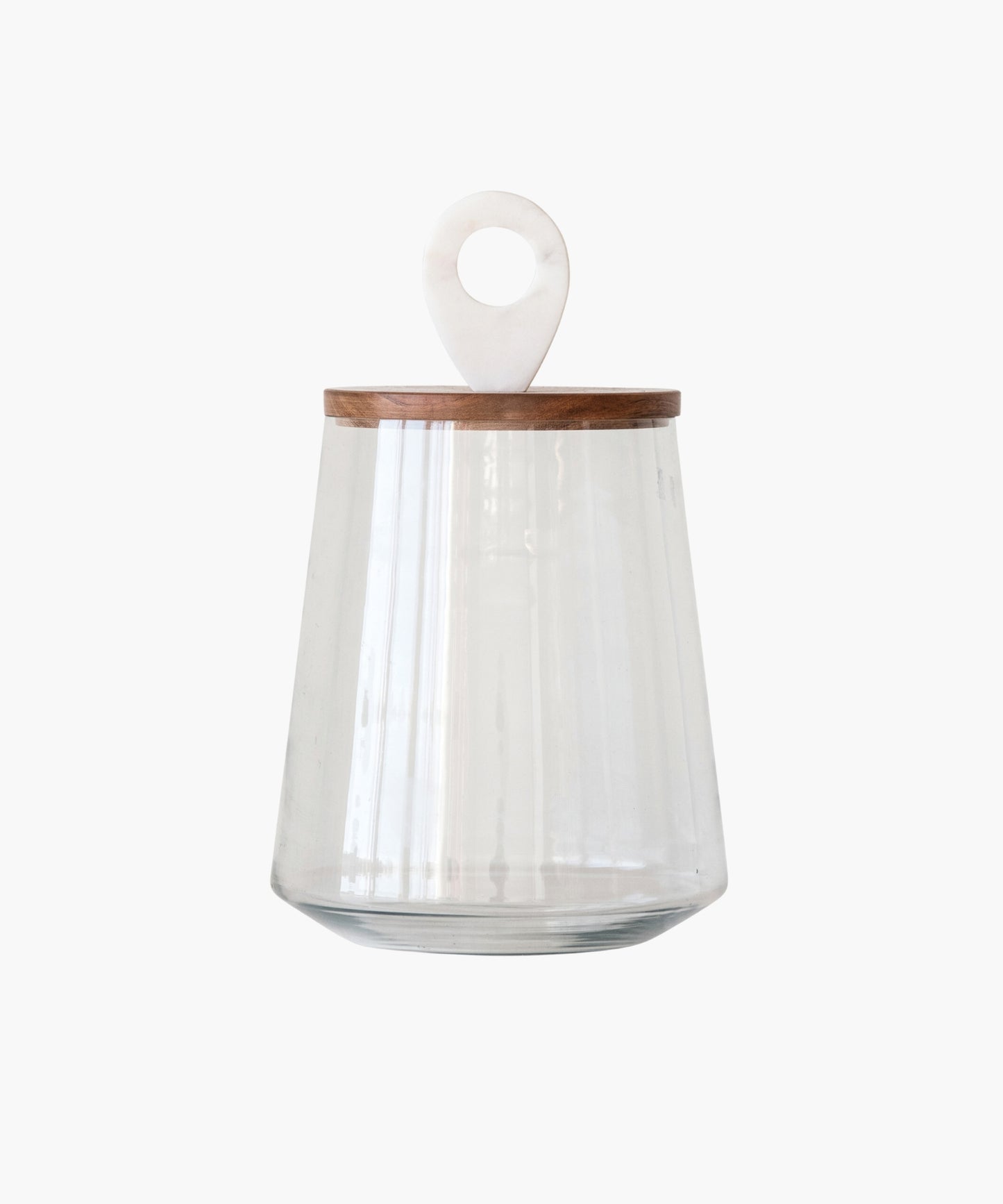 Glass Jar with Wood and Marble Lid, 2 sizes