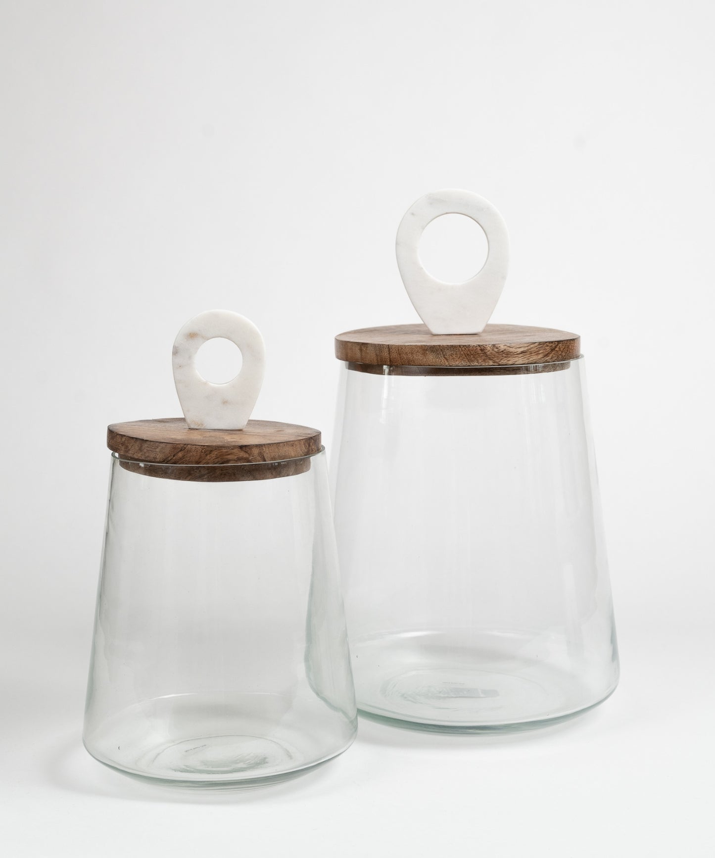 Glass Jar with Wood and Marble Lid, 2 sizes