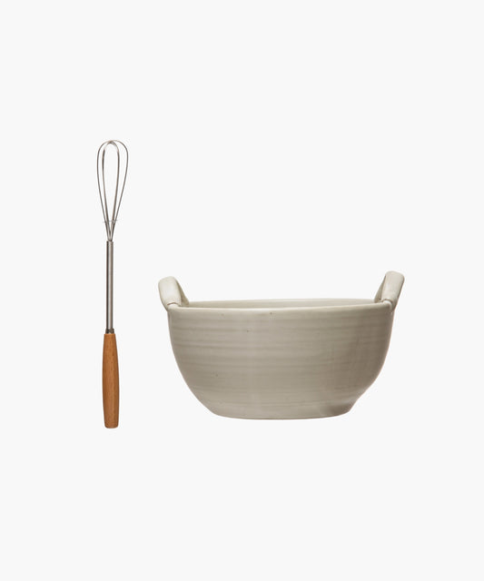 Stoneware Bowl and Whisk