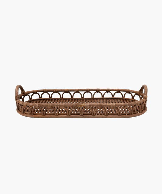 Rattan Tray, Oval Brown
