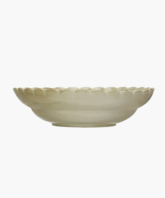 Green Bowl with Scalloped Edge