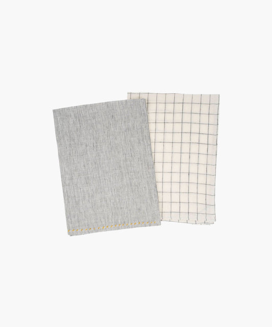 Grey Linen Picnic Tea Towel Set
