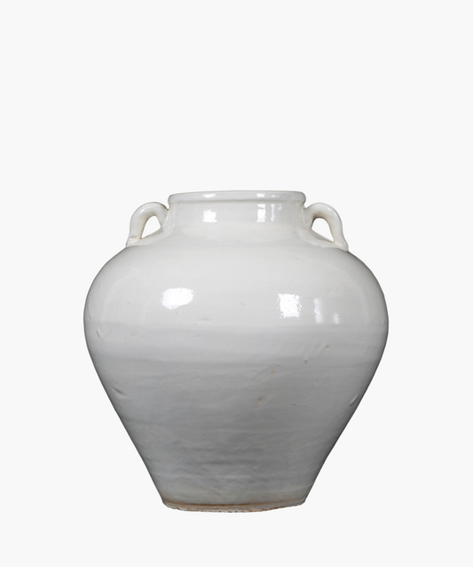 White Tapered Pot With 2 Handles