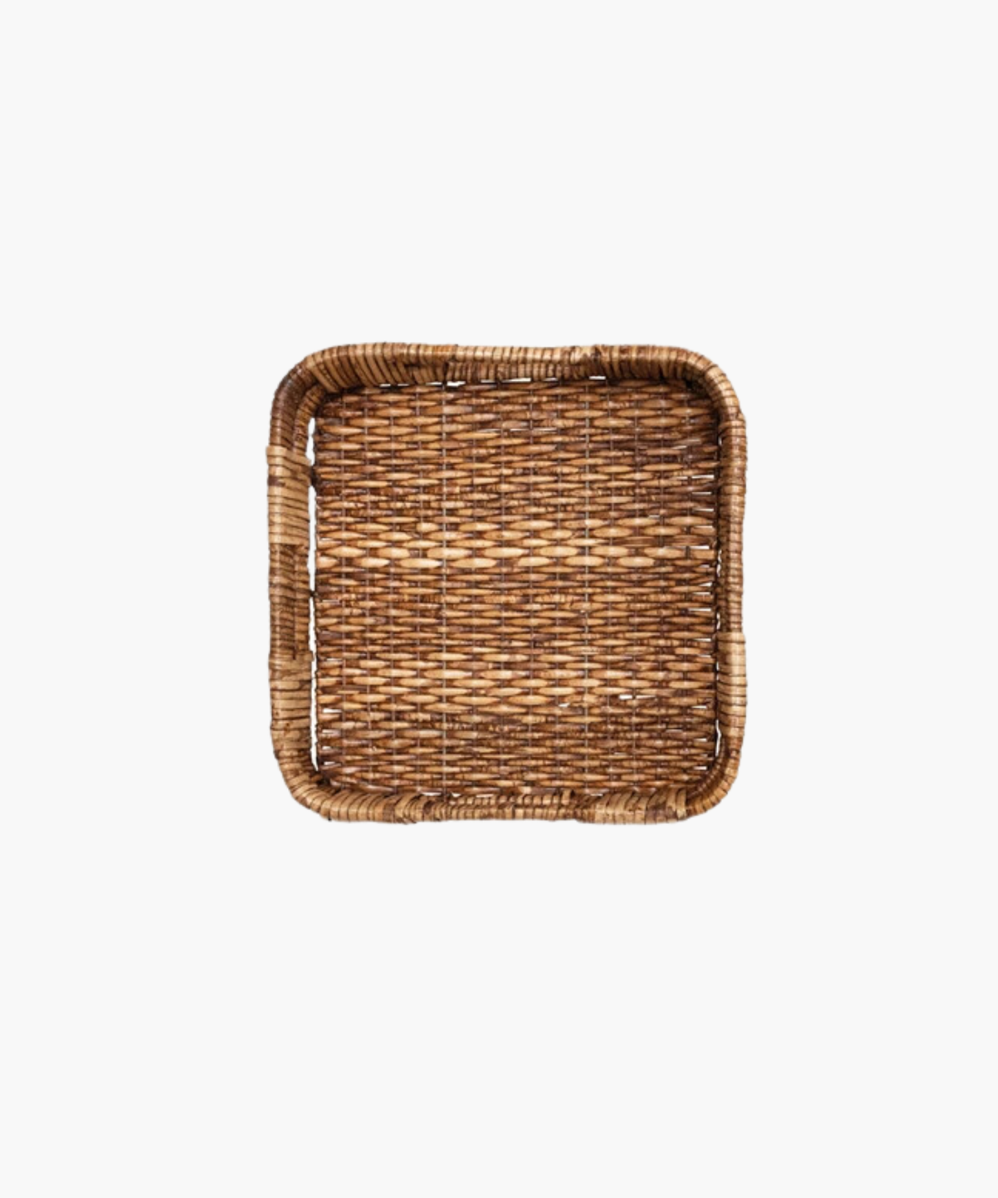 Hand-Woven Square Rattan Trays, Set of 2