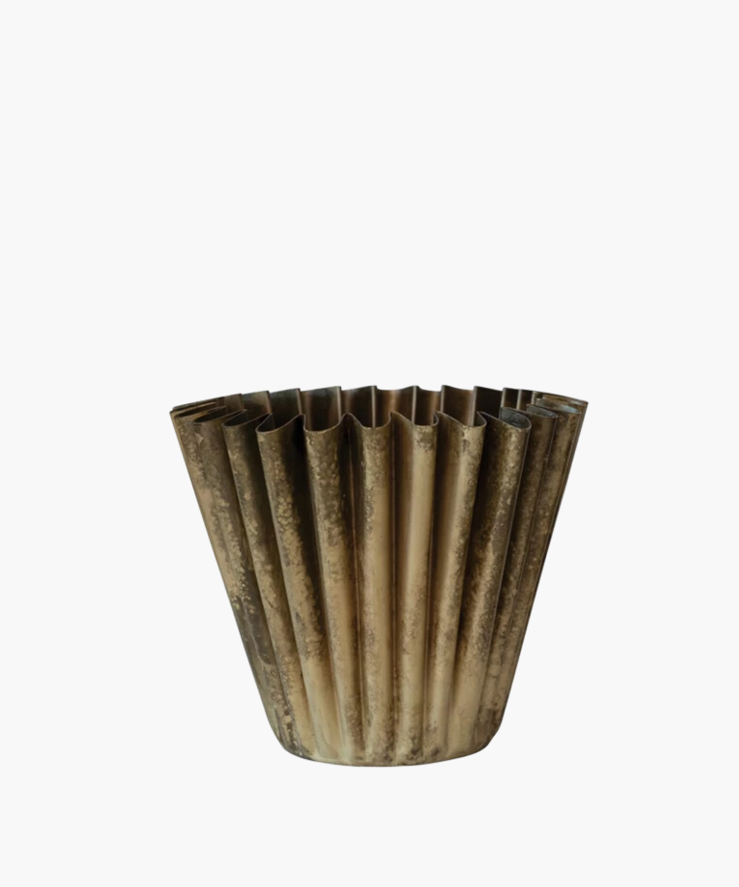 Large Fluted Metal Planter